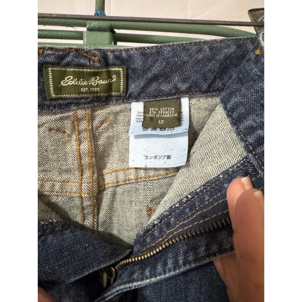 Vintage Eddie Bauer Long Denim Skirt Womens 12 Blue Jean Midi Y2K k